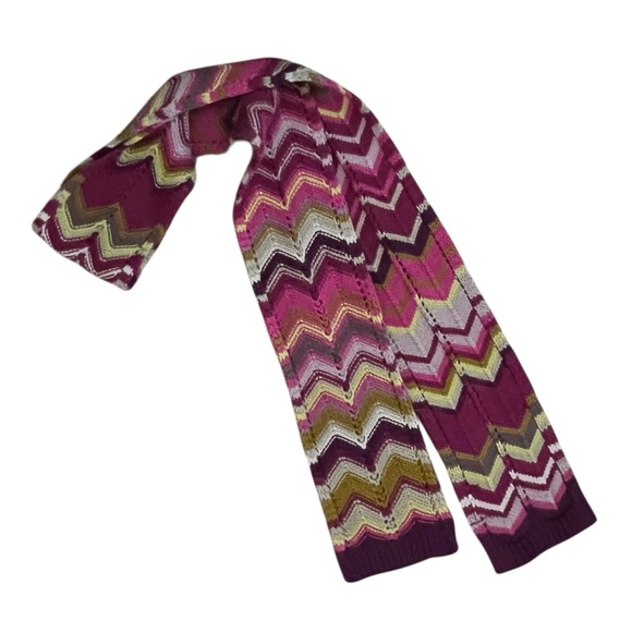 Missoni Multicolor Chevron Knit Scarf Burgundy Green Purple Pink - Picture 2 of 5